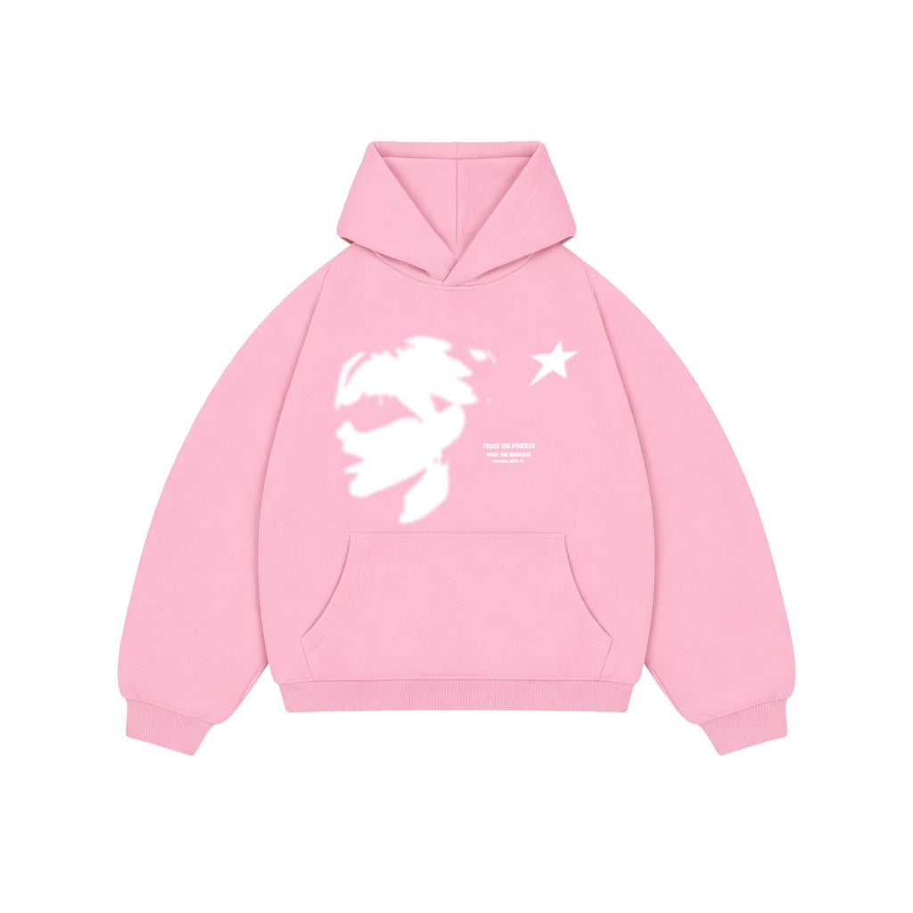 FACE HOODIE BABY PINK