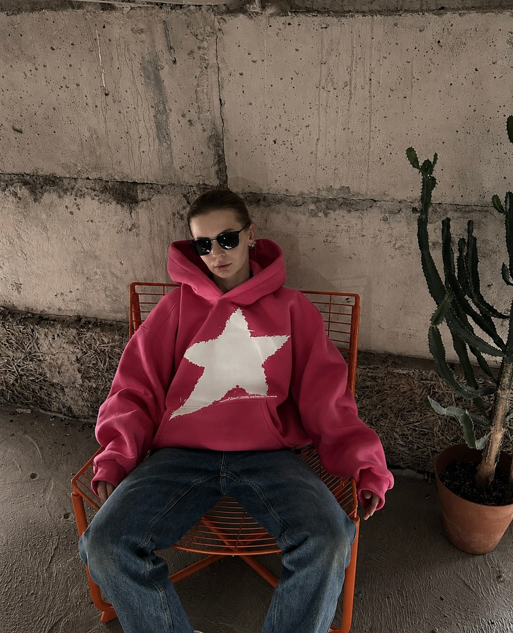 STAR HOODIE FUCHSIA