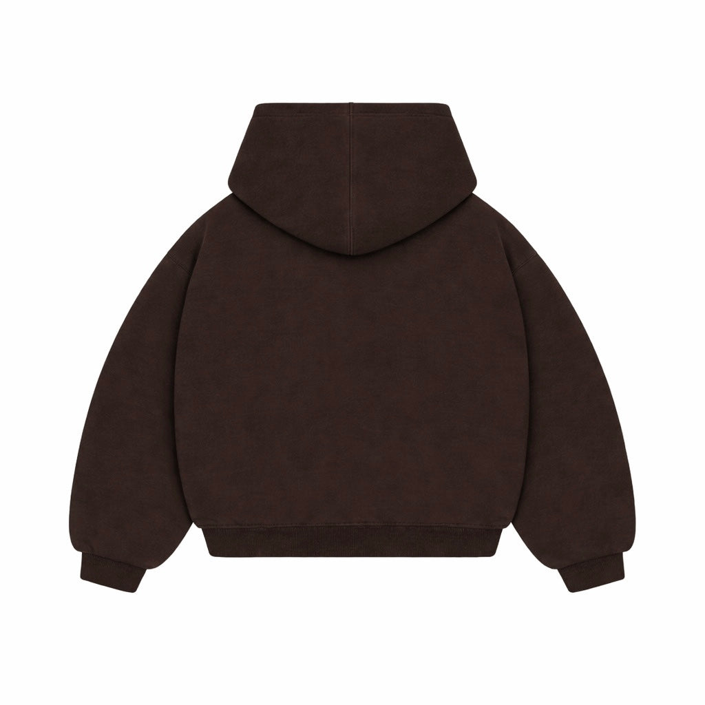 ESSENTIAL DARK CHOCOLATE ZIP HOODIE