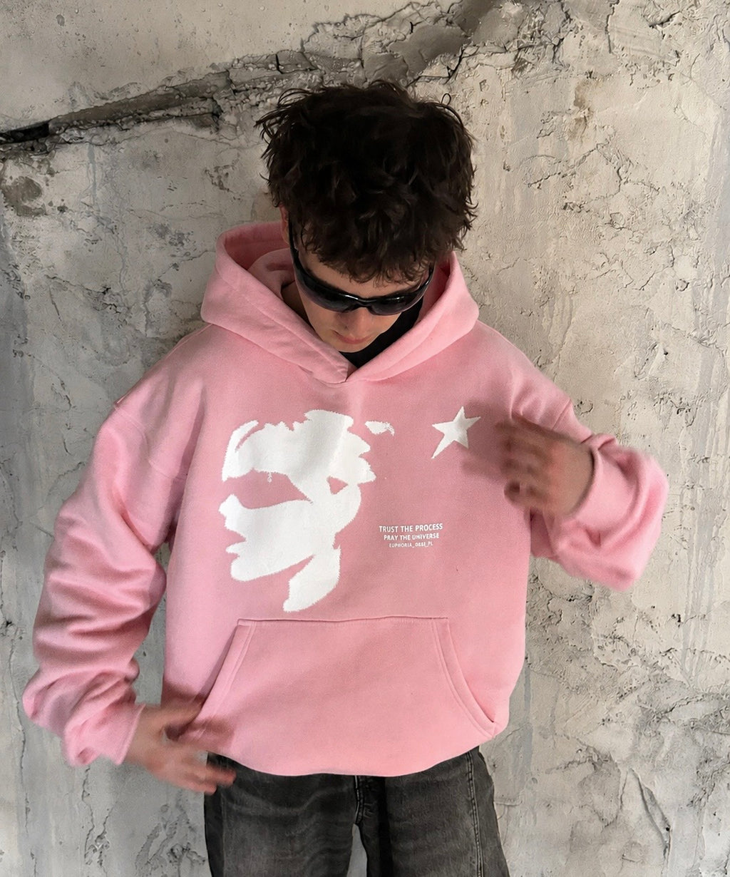 FACE HOODIE BABY PINK
