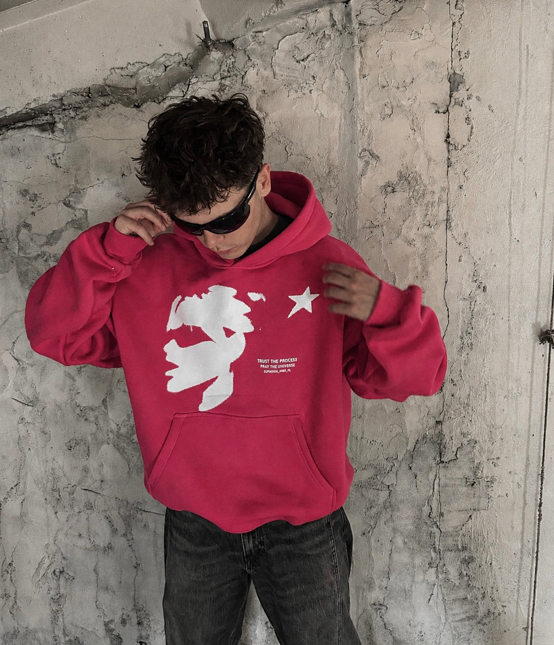FACE HOODIE FUCHSIA