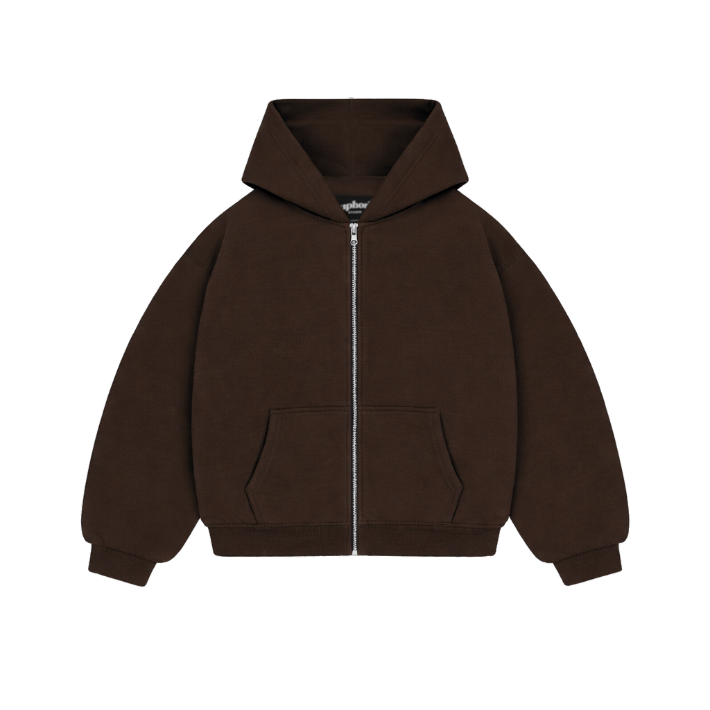 ESSENTIAL DARK CHOCOLATE ZIP HOODIE